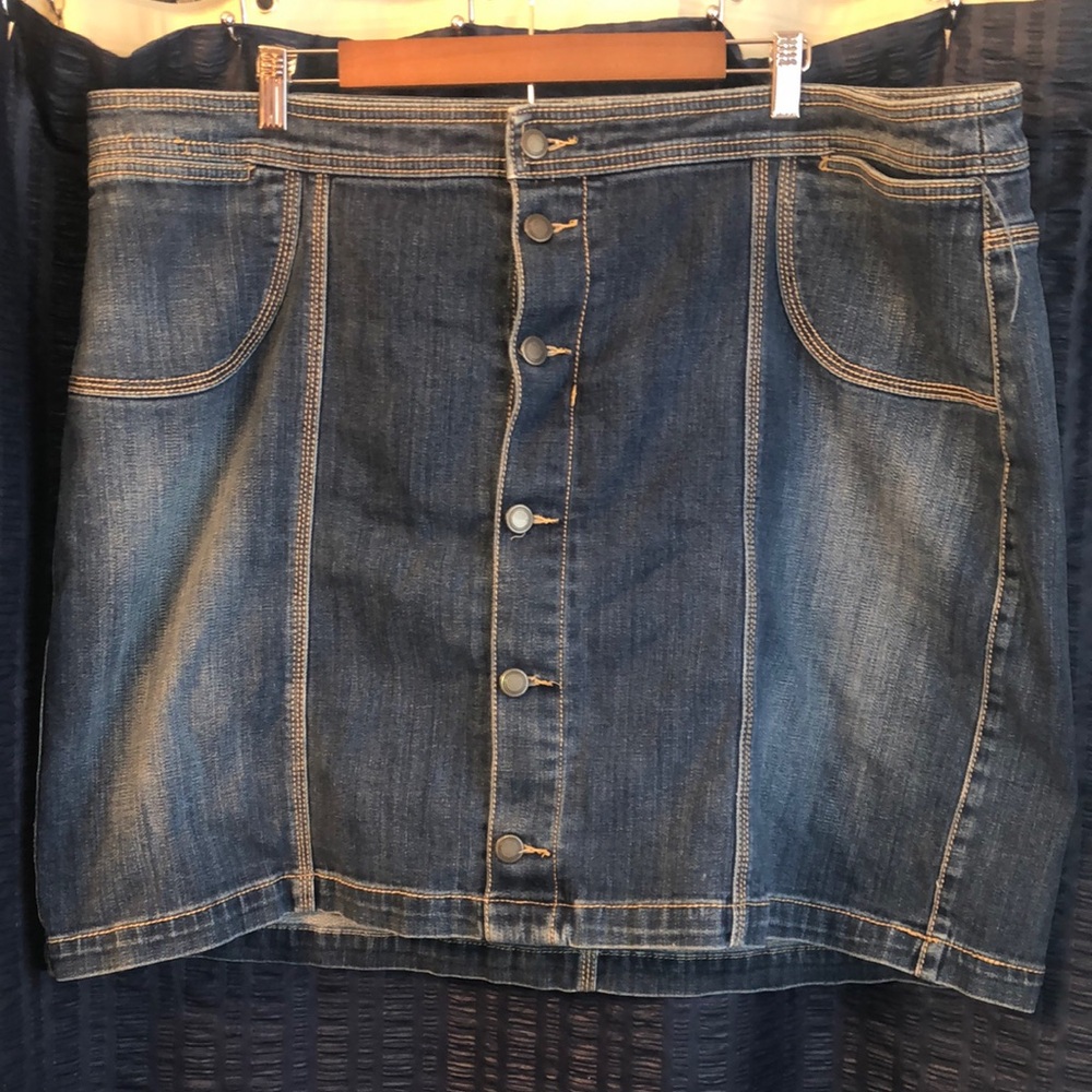 CJ Banks Dark Blue Denim Skirt